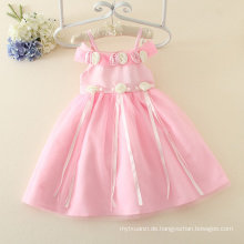 2014 neuesten Kinder Kleider Designs rosa und weiße Rose Blume Kinder Party Kleid